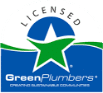 Licensed Green Plumbers logo featuring a green star and blue background with the text "Creative Sustainable Consultants.