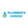 Logo with a blue and green water droplet next to the text "PLUMBER'S CHOICE" in blue capital letters on a white background.